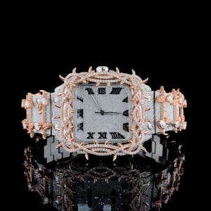 Iced Out VVS Moissanite Diamond Watch, Men&#39;s Bust Down Automatic Movement Wristwatch, Luxury Diamond Watch For Him, Hip Hop Jewelry For Him