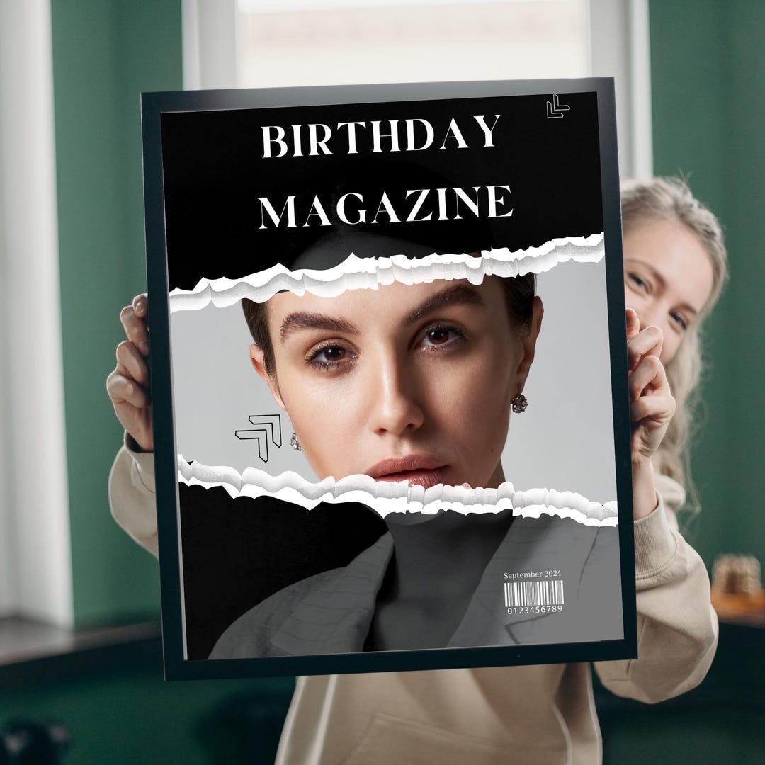 Magazine Card Editable Birthday Magazine Template | Custom Photo Gift (canva, Digital ...