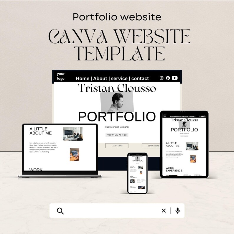 Canva Portfolio Website Template | Clean Editable Designer & Freelancer ...