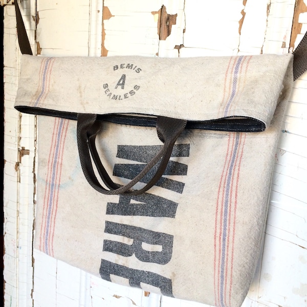 WAREHOUSE - reconstructed vintage seamless grain sack messenger bag