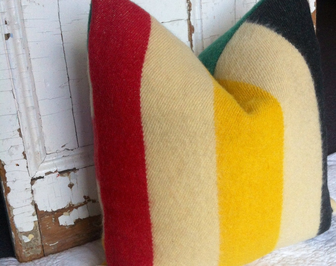 HUDSON Reconstructed Hudson Bay Blanket Pillow Case 18x18 Etsy