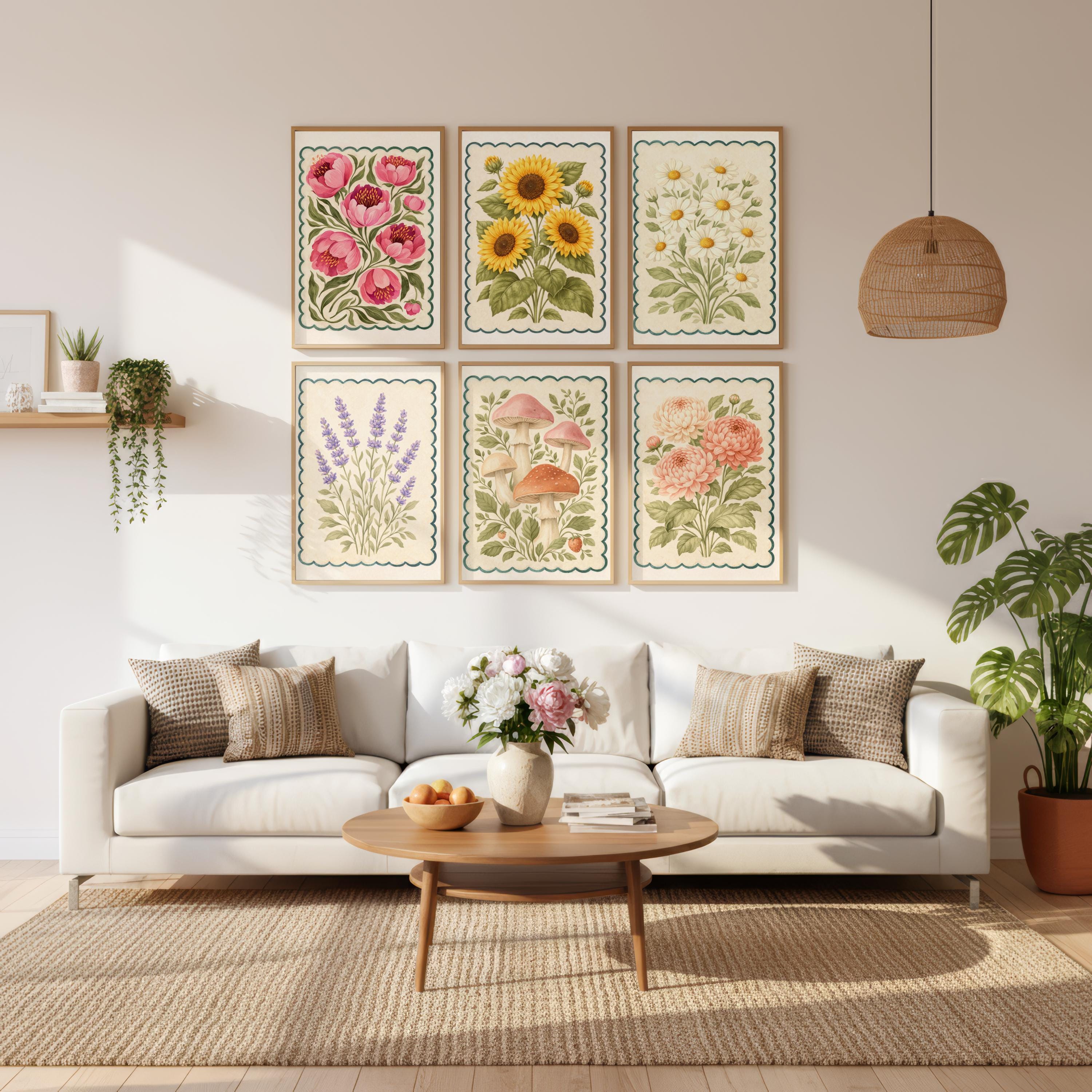 14 Vintage Floral Botanical Print Set | Cottagecore Birds & Flowers ...