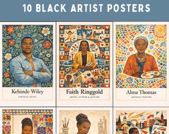 Black History Month Black Artists Poster Set | Diverse Artists Art History Prints | Elementary & Middle High School Art Room Decor