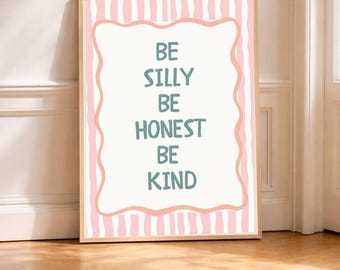 Whimsical Circus Stripes Rolled Posters Be Silly Be Honest Be Kind | Nursery Wall Art | Fun haus | Folk-Circus | Scandinavian Folk Art