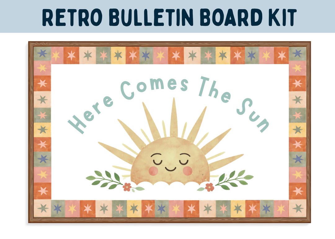 Retro Folk Art Here Comes the Sun Bulletin Board Kit Vintage Classroom ...
