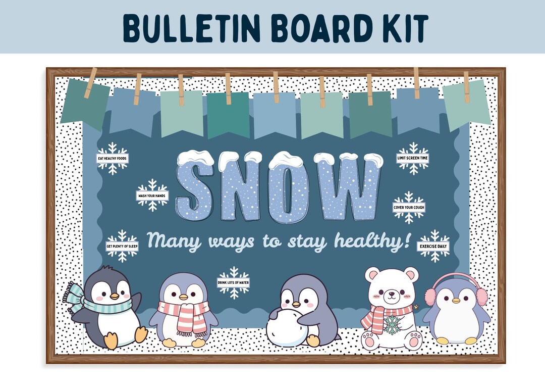 Snow Many Ways to Stay Healthy Bulletin Board | Winter Health Habits ...