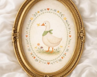 Easter Vintage Goose Nursery Wall Art | Neutral Goose Illustration | Cottagecore Baby Room Decor | Woodland Nursery Print | Heirloom Animal
