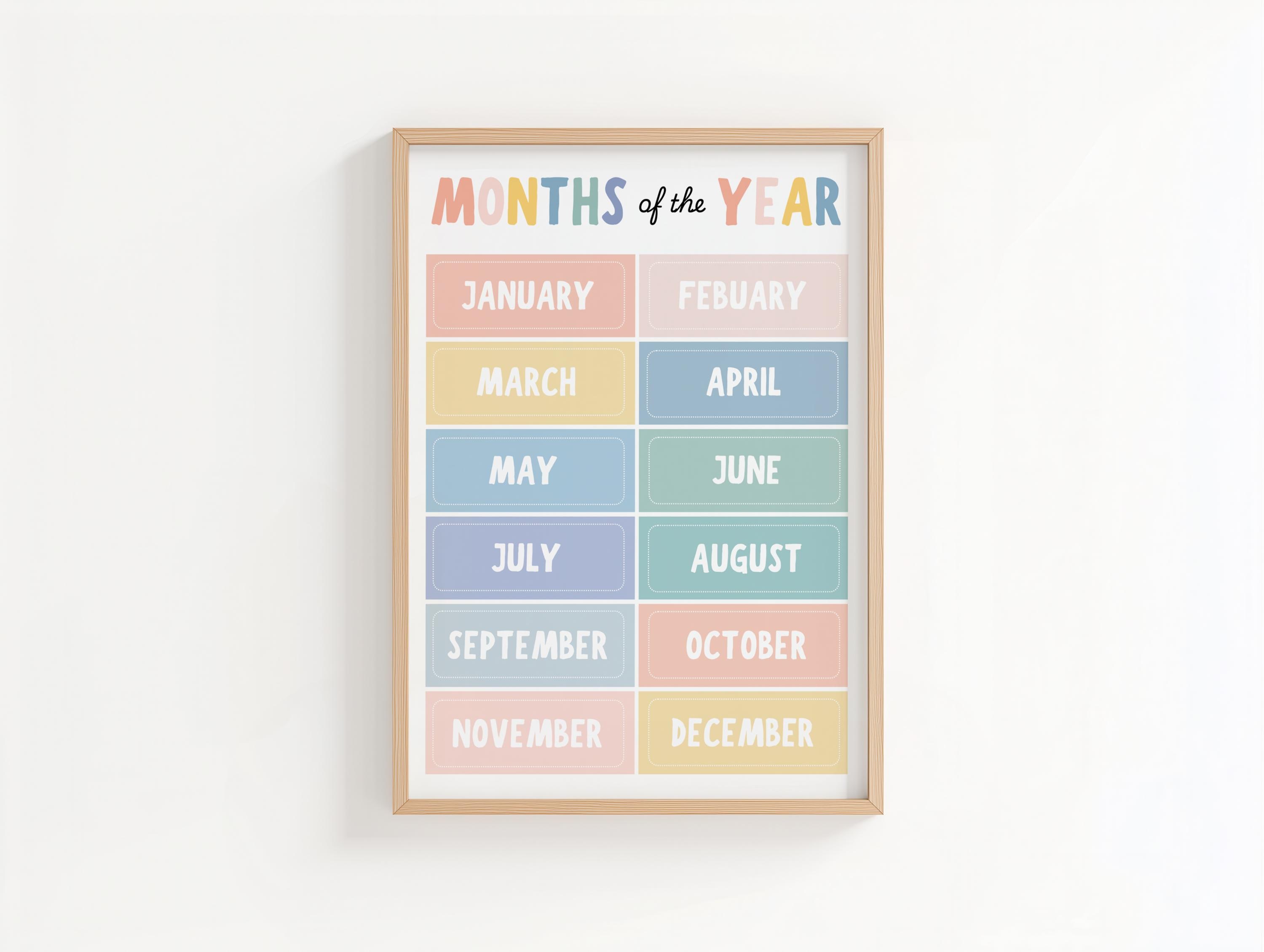 Educational Months of the Year Poster | Boho Classroom Decor | Calm ...