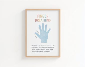 Finger Breathing Poster | Calm Corner Breathing Chart | SEL Mindfulness Poster | Emotional Regulation Tool | Digital Download