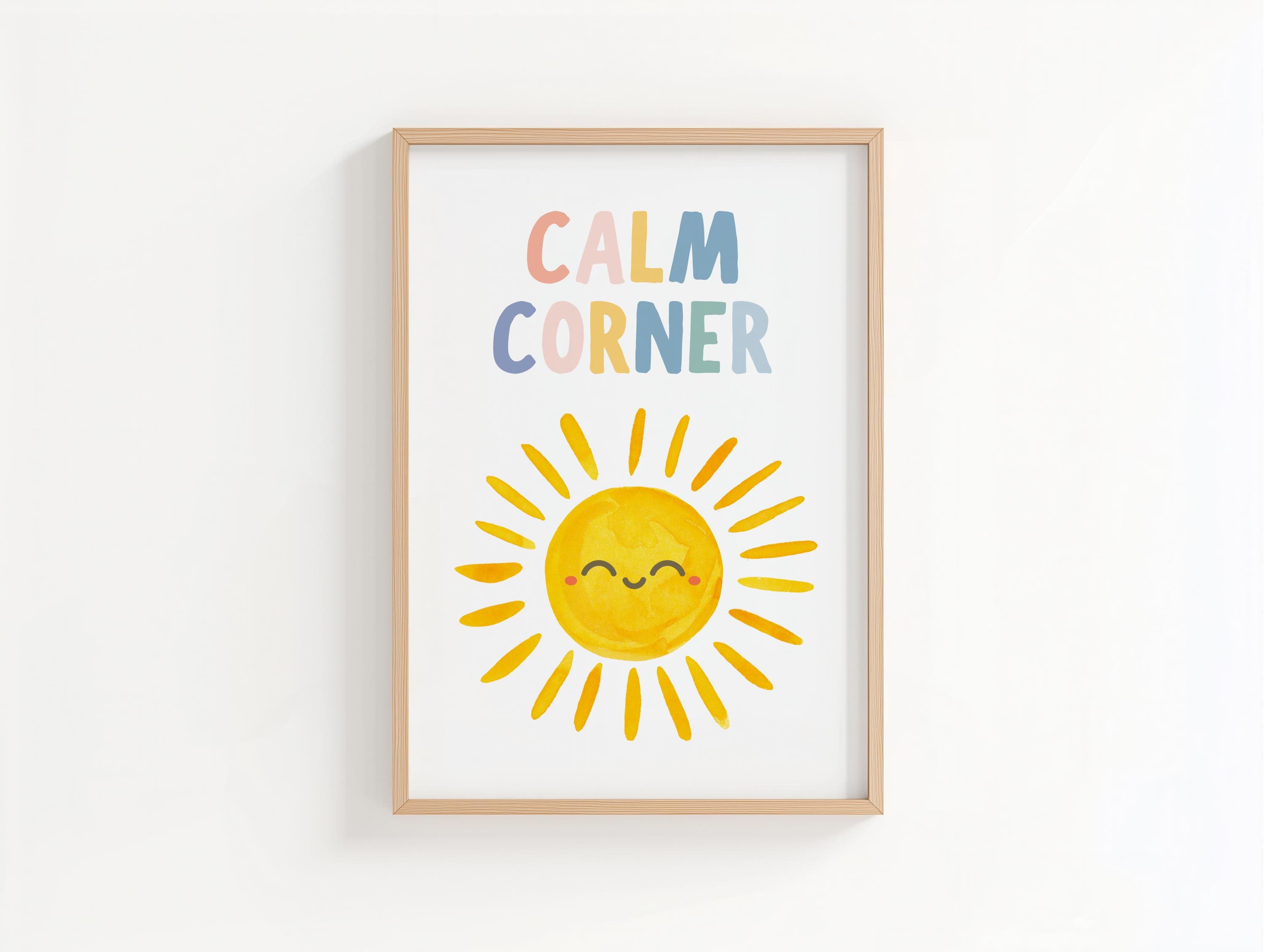 Rectangular Calm Signs Calm Corner Sign | SEL Classroom Decor | Boho Sun Wall Art | Emotional ...