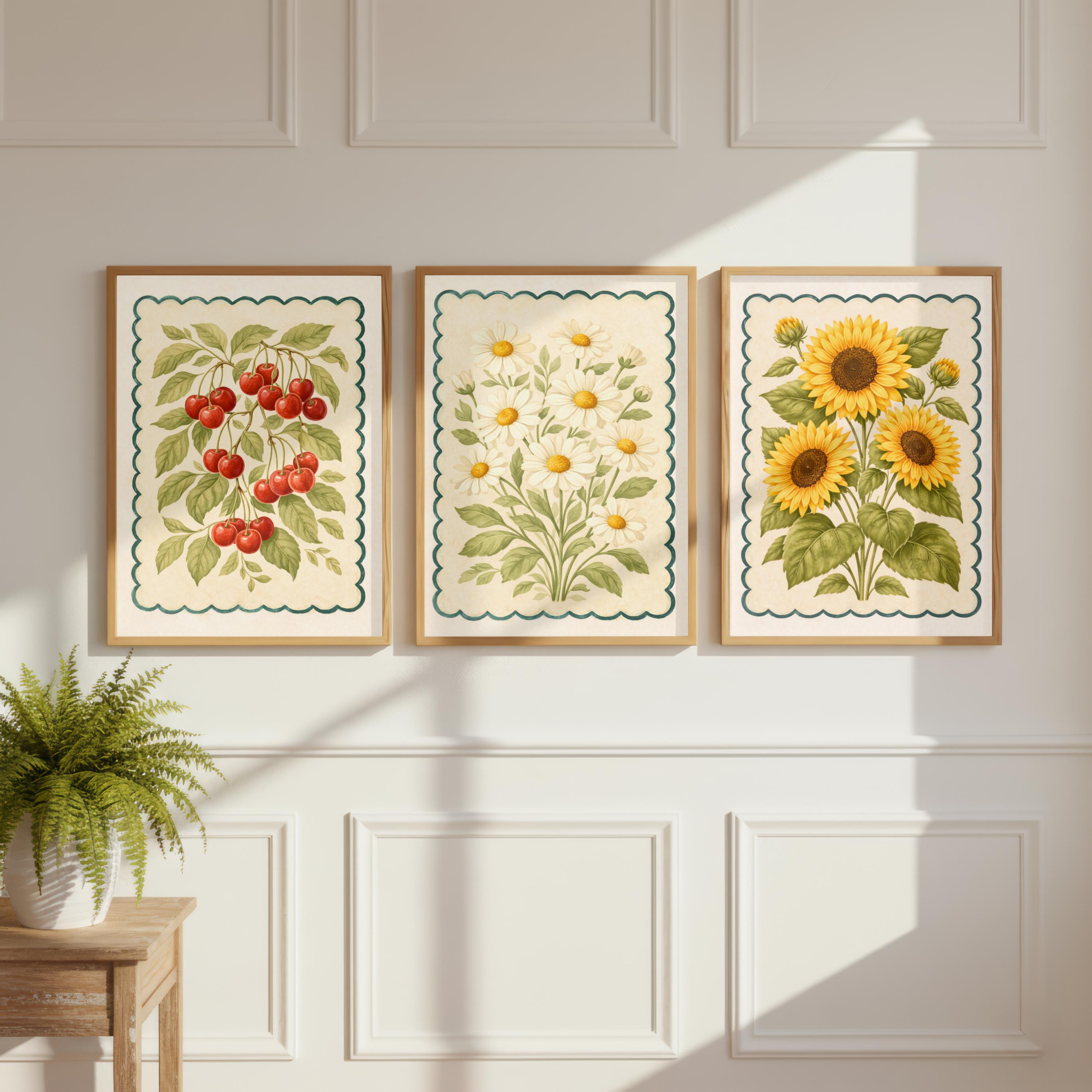 14 Vintage Floral Botanical Print Set | Cottagecore Birds & Flowers ...