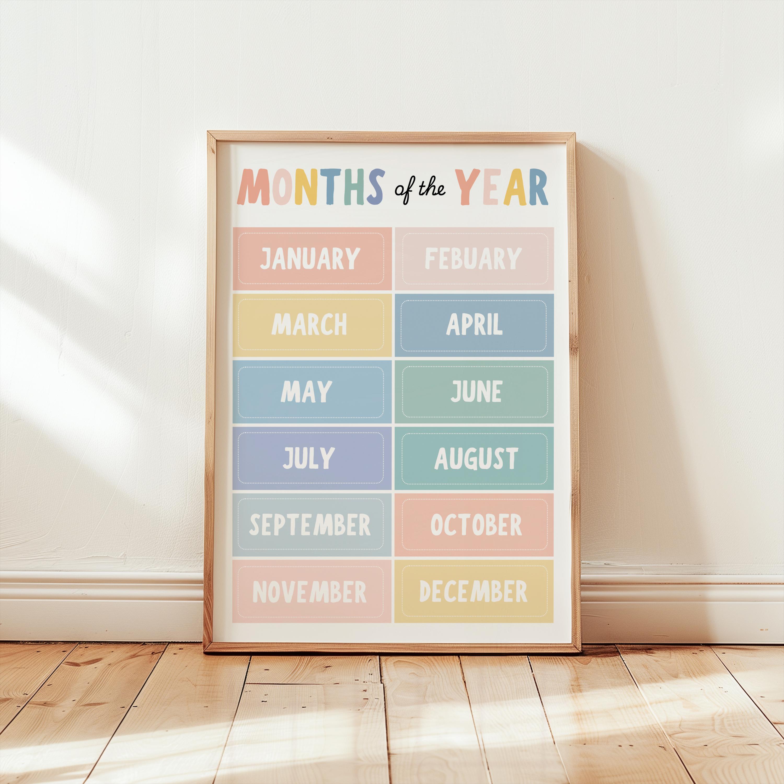 Educational Months of the Year Poster | Boho Classroom Decor | Calm ...