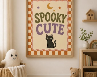 Hey Boo Halloween Ghost Print, Vintage Storybook Nursery Art, Digital Download