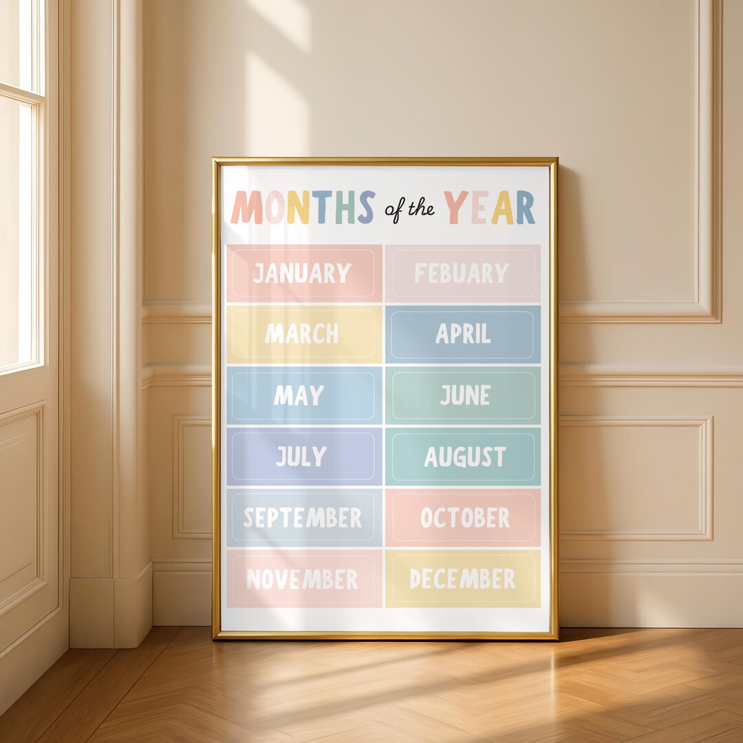 Months of the Year Poster | Boho Classroom Decor | Calm Pastel Calendar ...