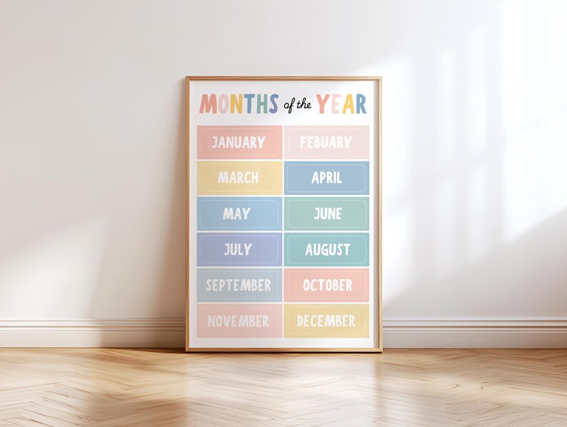 Educational Months of the Year Poster | Boho Classroom Decor | Calm ...