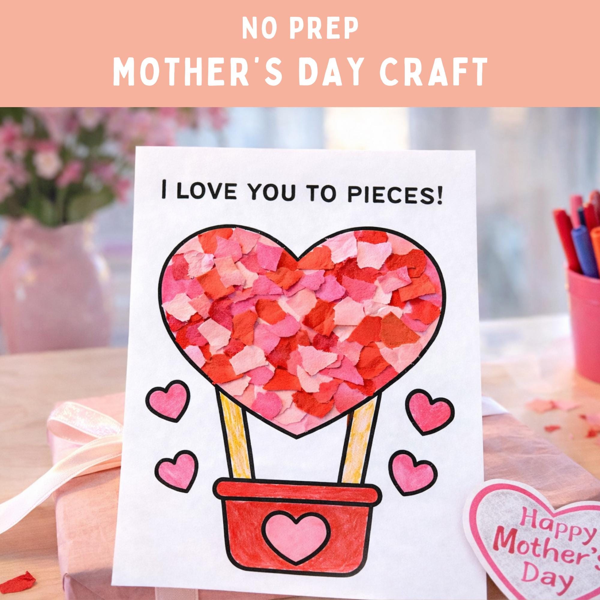 I Love You to Pieces Craft Mother's Day Classroom Craft Heart…