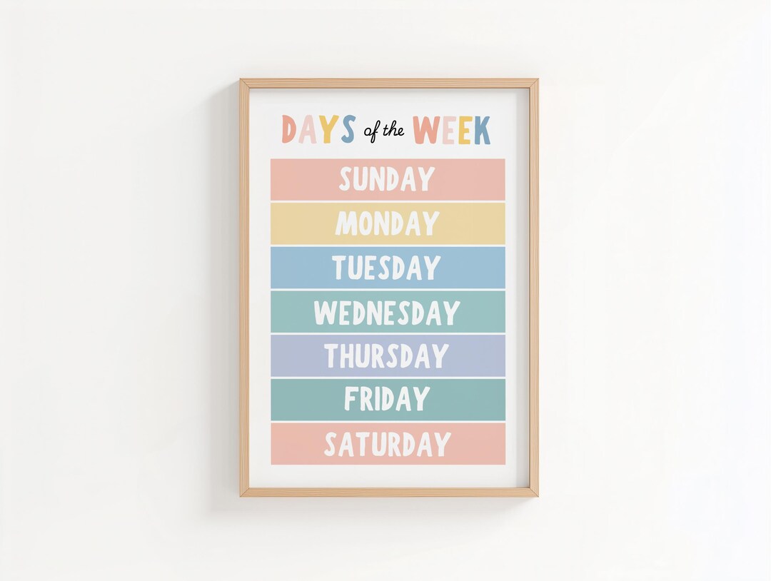 Days of the Week Poster | Boho Classroom Decor | Calm Pastel Schedule ...