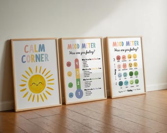 Calm Corner Poster Bundle | SEL Classroom Decor Set | Emotional Regulation Zones of Regulation Counselor, Mental Health, Circle of Control