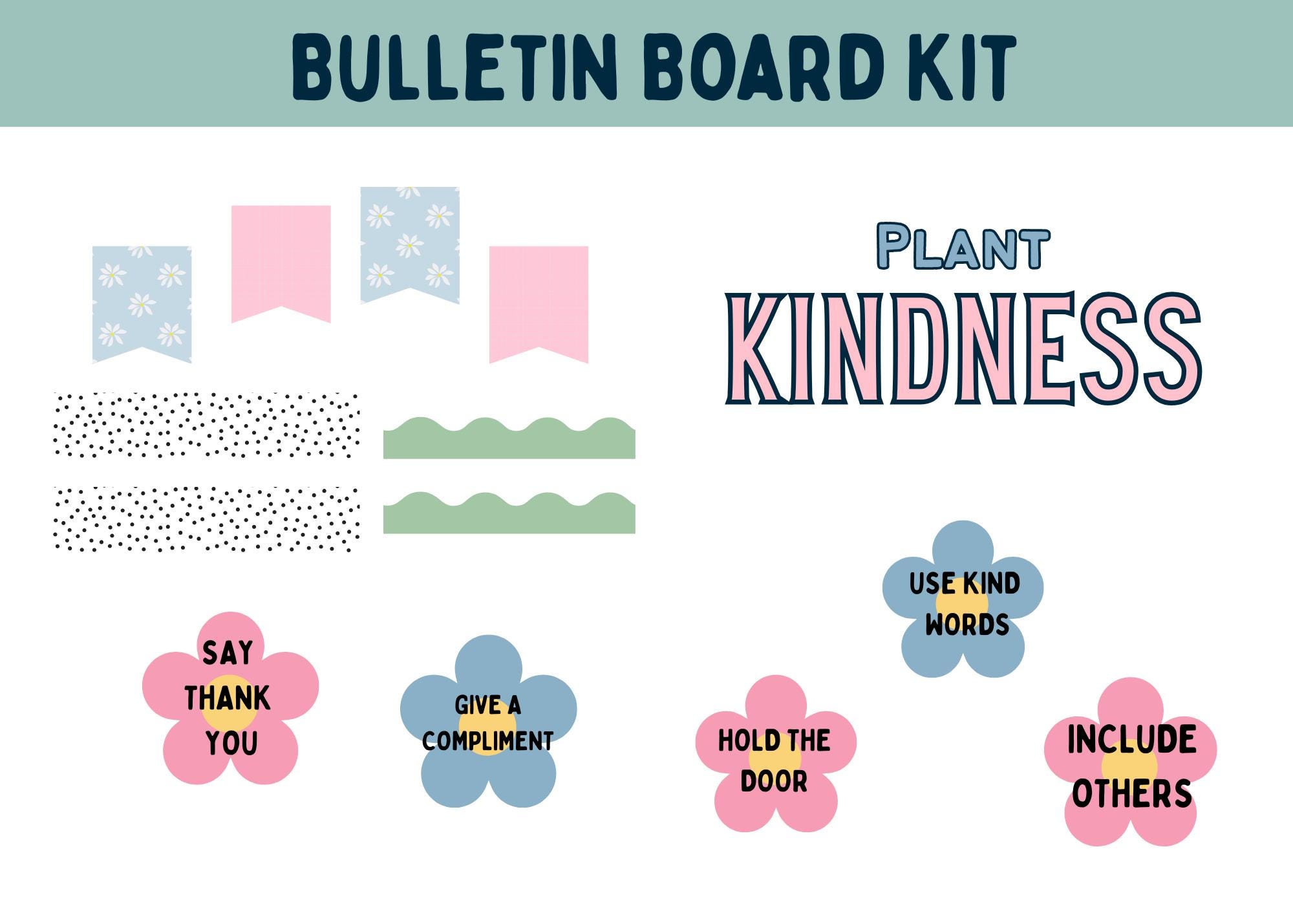 Plant Kindness Bulletin Board Kit Spring Classroom Decor Ways to Be ...