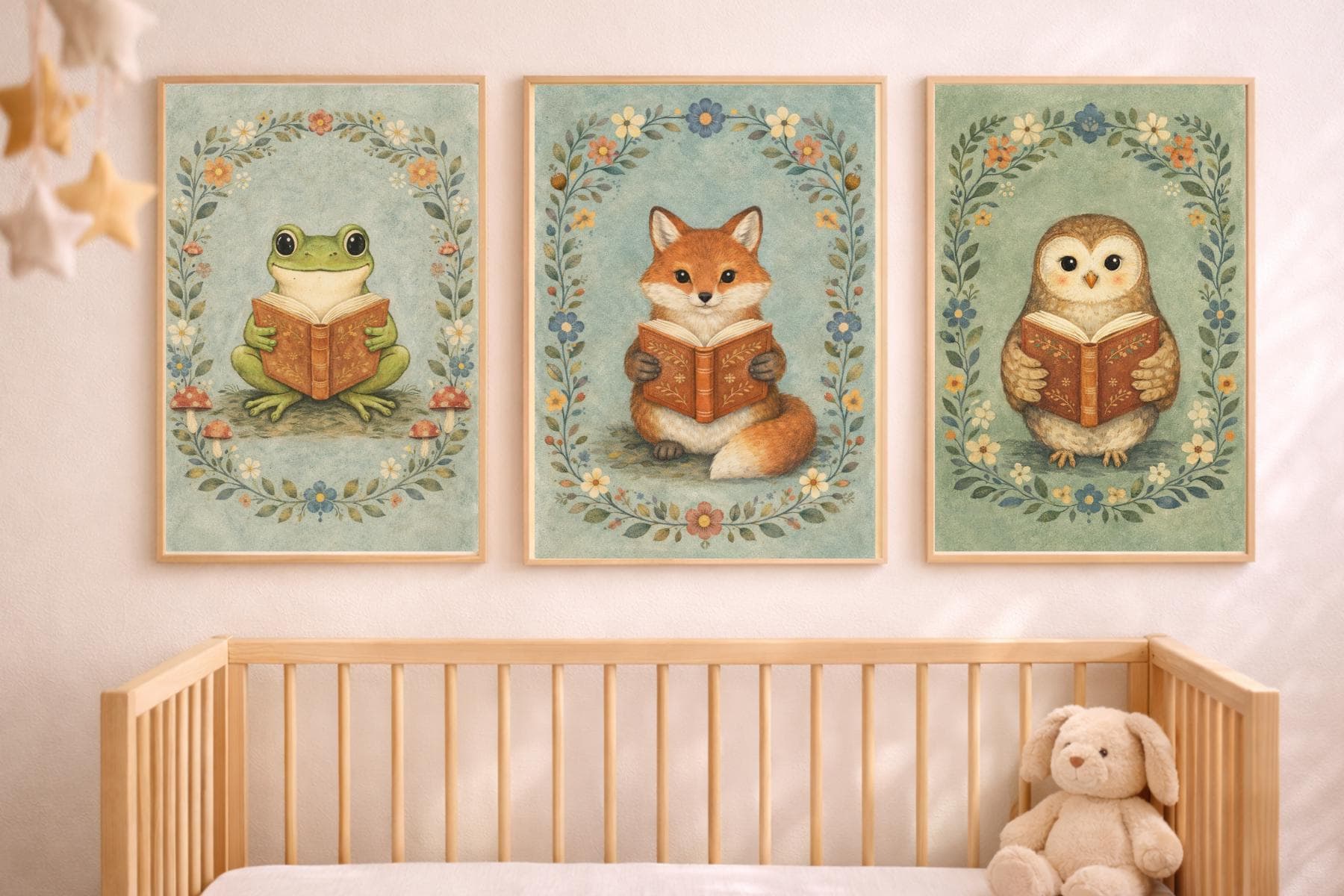 Woodland Animals Nursery Wall Art Set of 8 – Cottagecore Whimsical ...