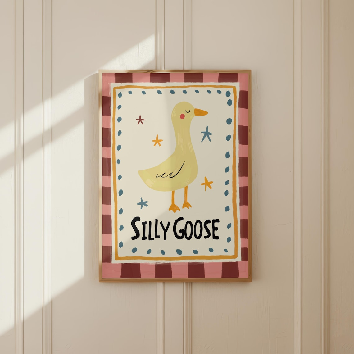 Silly Goose Nursery Art Print | Hand Drawn | Whimsical Cute Goose Wall ...