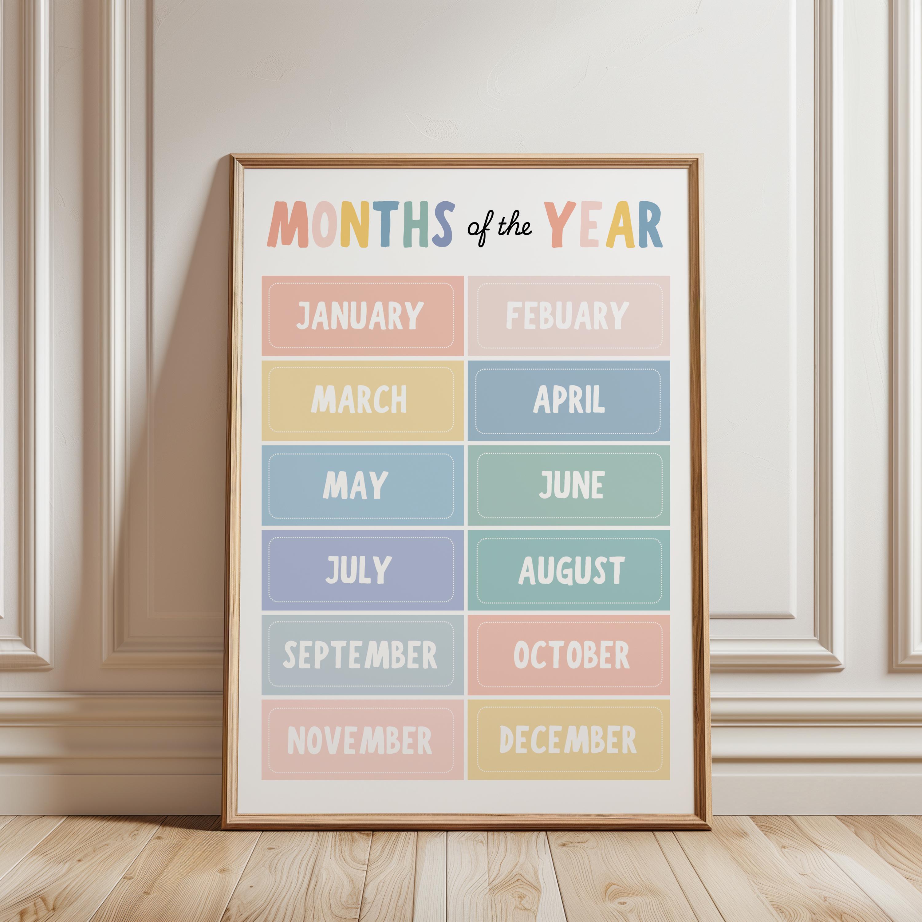 Educational Months of the Year Poster | Boho Classroom Decor | Calm ...
