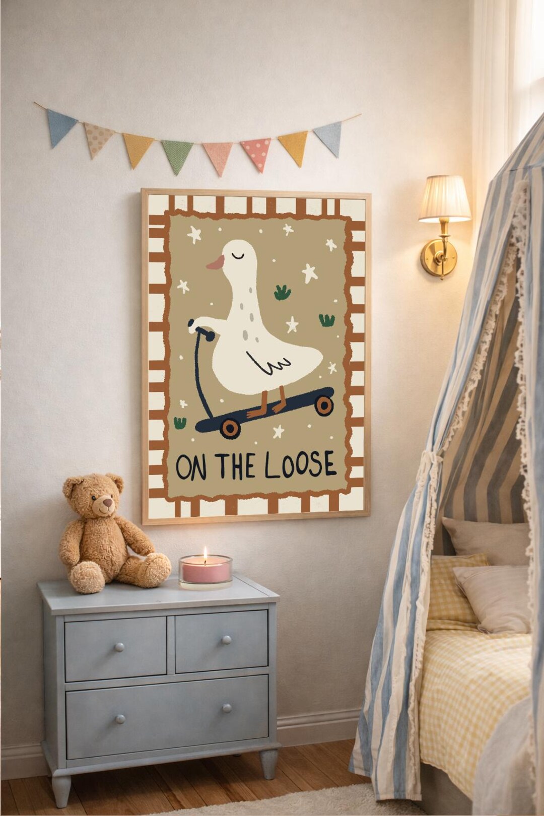 Silly Goose on the Loose Folk Art Print | Vintage Goose Art | Whimsical ...