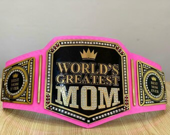 World Greatest MOM BELT Wrestling Championship Belt Adult Size Belt Leather Belt