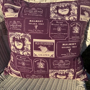Throw Pillow Cover - Wine Stamp