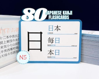 Japanese Kanji Flashcards: JLPT N5 Vocabulary (printable PDF
