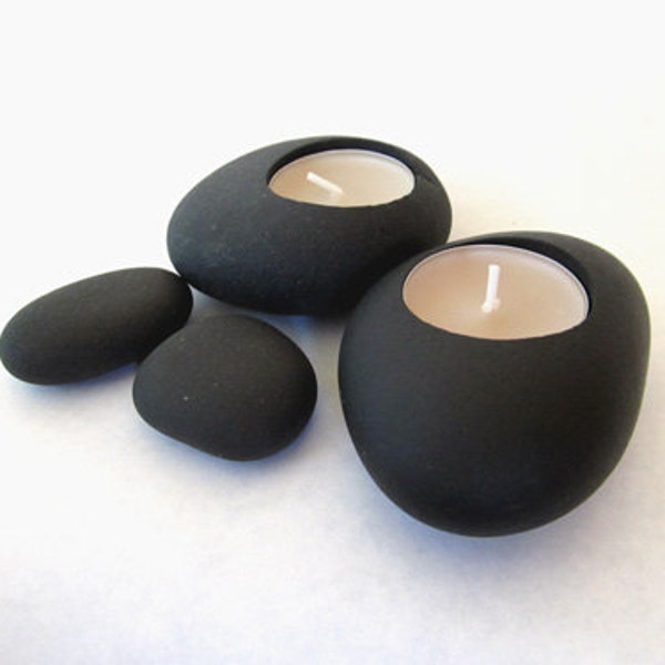 RESERVED FOR ROBYN Set of Glacial Stone Tealight Holders