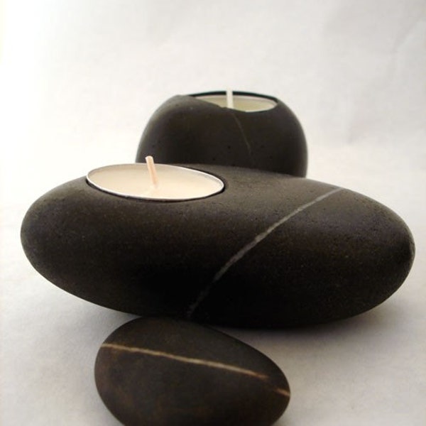 Set of Glacial Stone Tealight Holders
