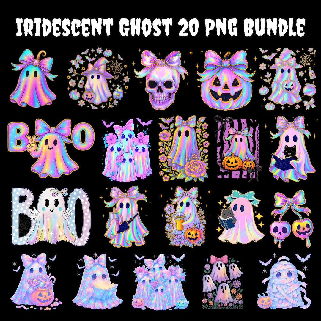 Iridescent Ghost PNG Bundle: Girly Halloween Designs (digital Download ...