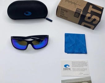 COSTA DEL MAR Reefton Blackout Blue Mirror 580P Polarized Men's 64 mm Sunglasses