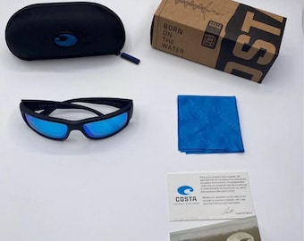 COSTA DEL MAR 6S9006 16 Fantail Noir mat bleu miroir 59 mm Homme Lunettes de soleil 580P