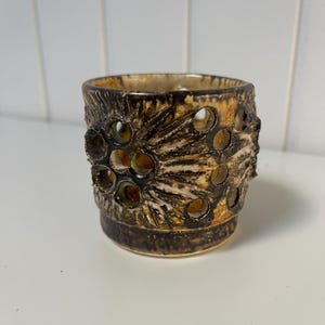 Brutalist Danish Ceramic Votive by Hølund – Handmade 60s Art Pottery