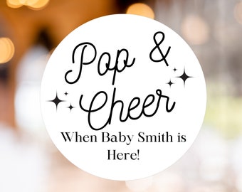 Pop and Cheer When Baby is Here Champagne Favor Tags| Instant Download | Customizable