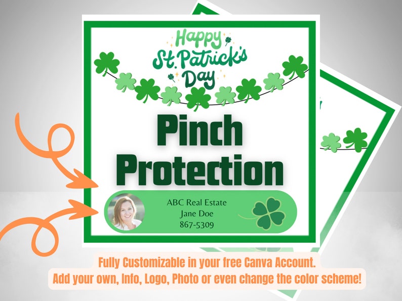 St Patricks Day Real Estate Pop by-Pinch Protection Realtor Pop-By Tag for Saint Patrick's Day Real Estate Marketing image 3