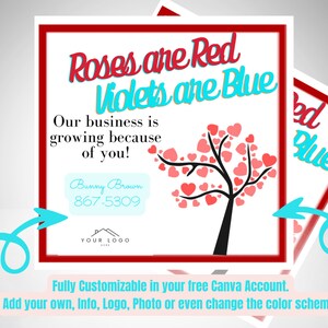 Valentines Day Real Estate Pop by-Roses are Red Violets are Blue Realtor Pop-By Tag for Valentines Day image 2