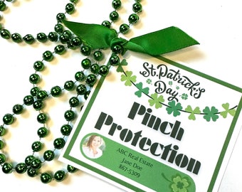 St Patrick’s Day Real Estate Pop by-Pinch Protection Realtor Pop-By Tag for Saint Patrick's Day Real Estate Marketing