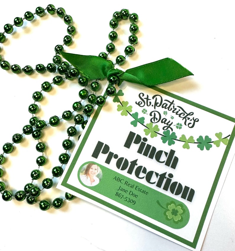 St Patricks Day Real Estate Pop by-Pinch Protection Realtor Pop-By Tag for Saint Patrick's Day Real Estate Marketing image 1
