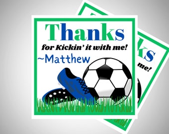 Soccer Birthday Party Favor Thank You Gift Tag- thanks for kicking it with me | Instant Download | Printable | Customizable