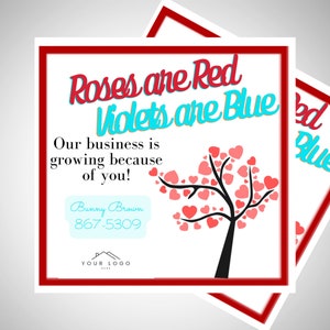 Valentines Day Real Estate Pop by-Roses are Red Violets are Blue Realtor Pop-By Tag for Valentines Day image 1