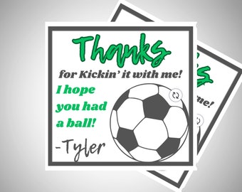 Soccer Birthday Party Favor Thank You Gift Tag- thanks for kicking it with me | Instant Download | Printable | Customizable