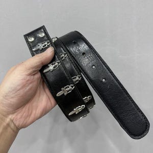 Mens belt real leather with real silver buckle 925