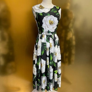 Italian silk dress custom floral desing