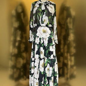 Luxury Italian Silk Long dress Suit Blouse Skirt