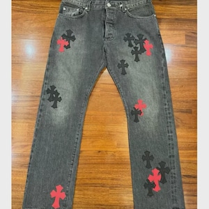 Vintage jeans with real leather and silver 925