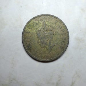 1941 British India One Rupee Coin – George VI – .917 Silver – 12g – Rare Collectible Antique