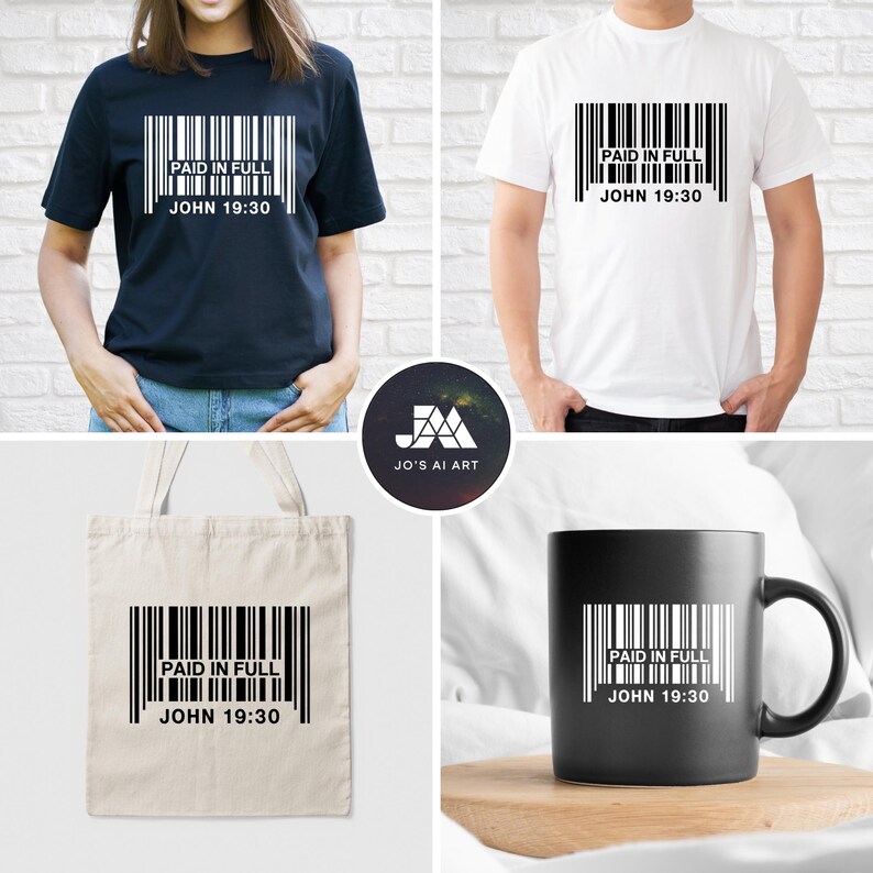 Paid in Full Barcode PNG Bundle | Christian John 19:30 (personal Use ...
